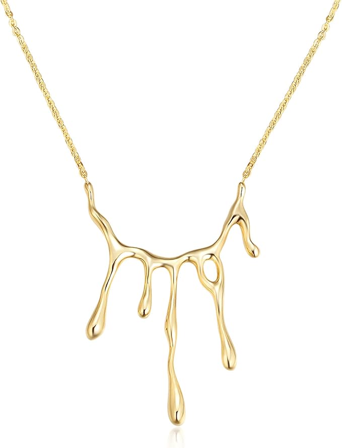 不规则水滴吊坠项链熔岩设计金链颈婚礼项链新娘极简主义珠宝礼品